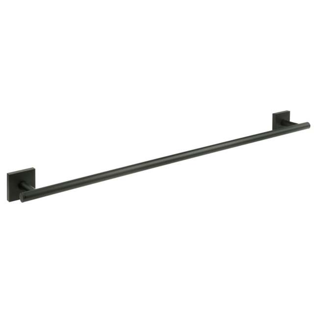 "Rackhams Matt Black Single Towel Rail 64.8cm/25.5"" Wall Mounted with Concealed Screws Bathroom Towel Holder" - image 1