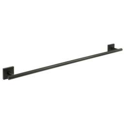 "Rackhams Matt Black Single Towel Rail 64.8cm/25.5"" Wall Mounted with Concealed Screws Bathroom Towel Holder"