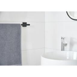 "Rackhams Matt Black Single Towel Rail 64.8cm/25.5"" Wall Mounted with Concealed Screws Bathroom Towel Holder" - thumbnail 2