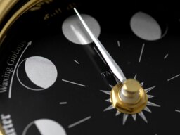 Rackhams Prestige Brass Moon Phase Clock With a Jet Black Dial Mounted on Solid English Dark Oak - thumbnail 5