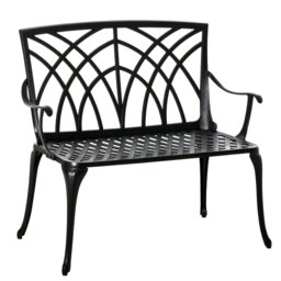 Rackhams 2-Seater Cast Aluminium Garden Bench Loveseat Ergonomic Armrest - thumbnail 2