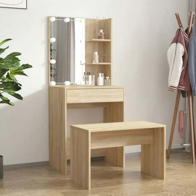 Rackhams Dressing Table Set with LED Sonoma Oak Engineered Wood