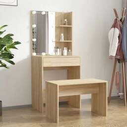 Rackhams Dressing Table Set with LED Sonoma Oak Engineered Wood