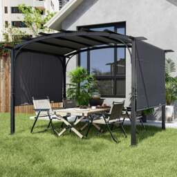 Rackhams 9ft Outdoor Gazebo Exquisite Summer Dark Grey Curved - thumbnail 1