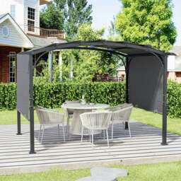Rackhams 9ft Outdoor Gazebo Exquisite Summer Dark Grey Curved - thumbnail 2