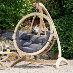 Rackhams Globo Hanging Egg Chair & Stand Set -Anthracite Grey - thumbnail 1