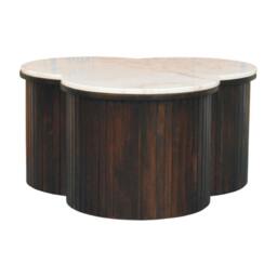 Rackhams Solid Wood Verona Marble Coffee Table, Black with Marble - thumbnail 2