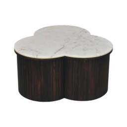 Rackhams Solid Wood Verona Marble Coffee Table, Black with Marble - thumbnail 4