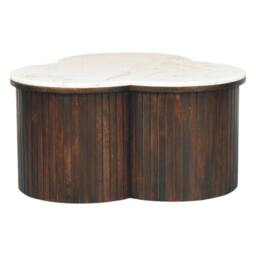 Rackhams Solid Wood Verona Marble Coffee Table, Black with Marble - thumbnail 3