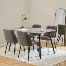 Rackhams Wicklow Rectangular Dining Table in Grey/Black - black - No - Grey - thumbnail 3