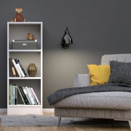 Rackhams Basic Low Narrow Bookcase (2 Shelves) in White - White - Wood - 1 - thumbnail 4