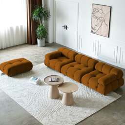 Rackhams Orange B&B Camaleonda Style Sofa, Two Seater, Three Seater, Two Seater Corner Sofa, Velvet - without - Two Seater 190cm - thumbnail 4