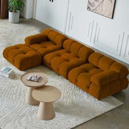 Rackhams Orange B&B Camaleonda Style Sofa, Two Seater, Three Seater, Two Seater Corner Sofa, Velvet - without - Two Seater 190cm - thumbnail 3