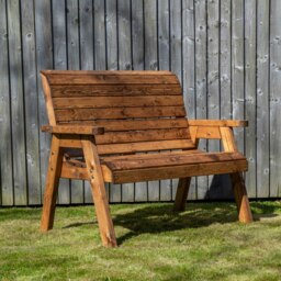 Rackhams Hand Made Traditional 2 Seater Chunky Rustic Wooden Garden Bench Furniture Flat Packed