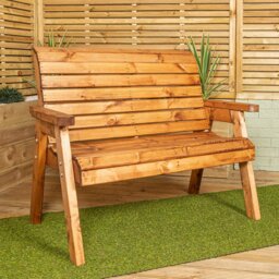 Rackhams Hand Made Traditional 2 Seater Chunky Rustic Wooden Garden Bench Furniture Flat Packed - thumbnail 2