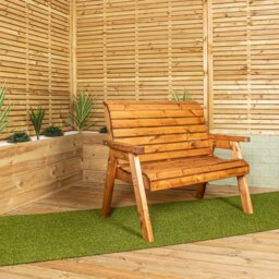 Rackhams Hand Made Traditional 2 Seater Chunky Rustic Wooden Garden Bench Furniture Flat Packed - thumbnail 3