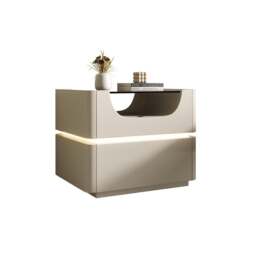 Rackhams Candice Bedside Table with LED, Cream - thumbnail 3