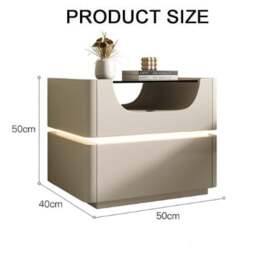 Rackhams Candice Bedside Table with LED, Cream - thumbnail 6