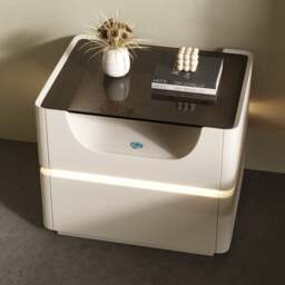 Rackhams Candice Bedside Table with LED, Cream - thumbnail 4