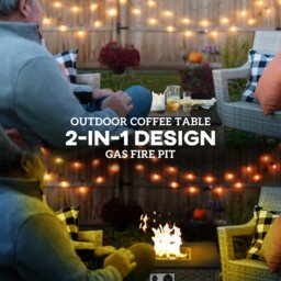 Rackhams 13 KW Rattan Gas Fire Pit Table, Propane Fire Pit for Garden, Grey - Grey - Steel, PE Rattan - 58 x 58 x 33 cm - thumbnail 4