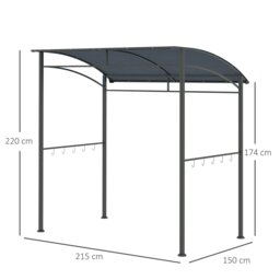 Rackhams 2.2 x 1.5 m BBQ Gazebo Tent Sun Shade with Canopy, Grey - Dark Grey - 215cm x 150cm x 220cm - thumbnail 5