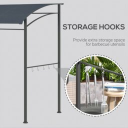 Rackhams 2.2 x 1.5 m BBQ Gazebo Tent Sun Shade with Canopy, Grey - Dark Grey - 215cm x 150cm x 220cm - thumbnail 4