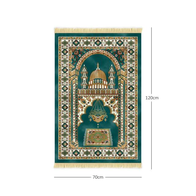 Rackhams Velvet Prayer Mat - Blue and Green - Green - image 1