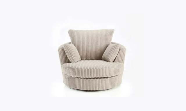 Rackhams Dylan Jumbo Cord Fabric Swivel Chair Armchair in Cream - Cream