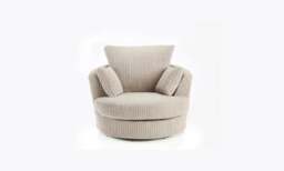Rackhams Dylan Jumbo Cord Fabric Swivel Chair Armchair in Cream - Cream