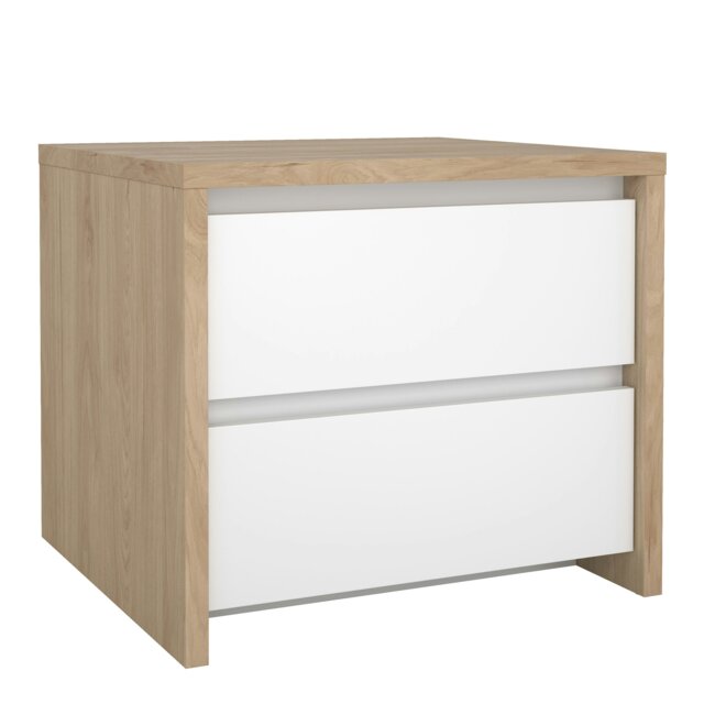 Rackhams Next Nightstand 2 Drawers Jackson Hickory White high gloss - Oak & White - Manufactured wood - 1 - image 1