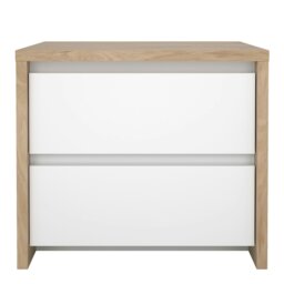 Rackhams Next Nightstand 2 Drawers Jackson Hickory White high gloss - Oak & White - Manufactured wood - 1 - thumbnail 2