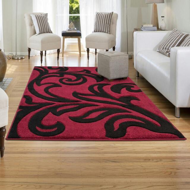 Rackhams Carved Rug Florence - Red Black - 60cm x 220cm (2ft x 7.2ft) - image 1