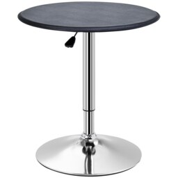 Rackhams 93cm Adjustable Round Bar Table w/ PVC Leather Steel Base Bistro Black - thumbnail 3