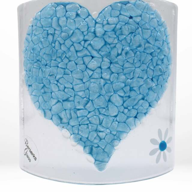 Rackhams Glass Curve – Heart Shape in Blue (Handmade Decorative Ornament)