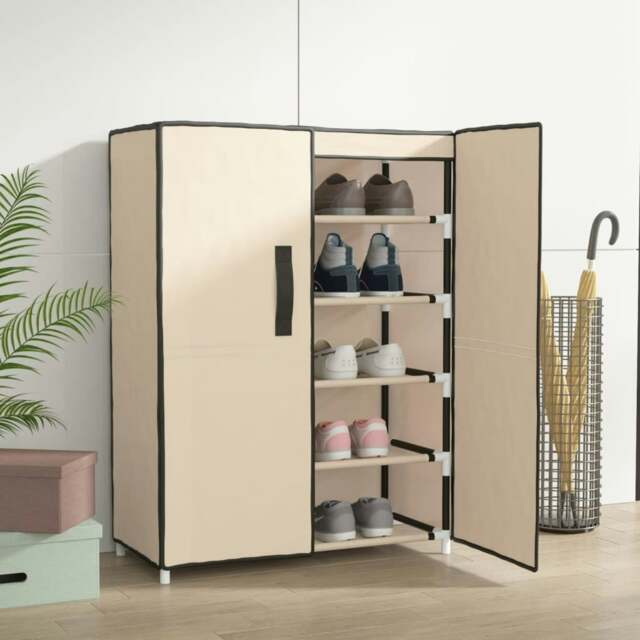 Rackhams Shoe Cabinet Cream 60x28x90 cm Fabric