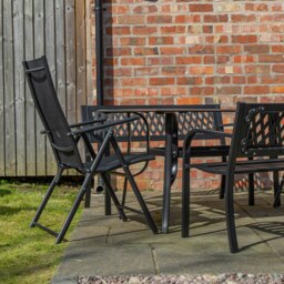 Rackhams Outdoor 6 Person Rectangular Glass Top Garden Dining Table Benches & Chairs Set - Outdoor Furniture Sets - thumbnail 6