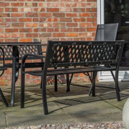 Rackhams Outdoor 6 Person Rectangular Glass Top Garden Dining Table Benches & Chairs Set - Outdoor Furniture Sets - thumbnail 2