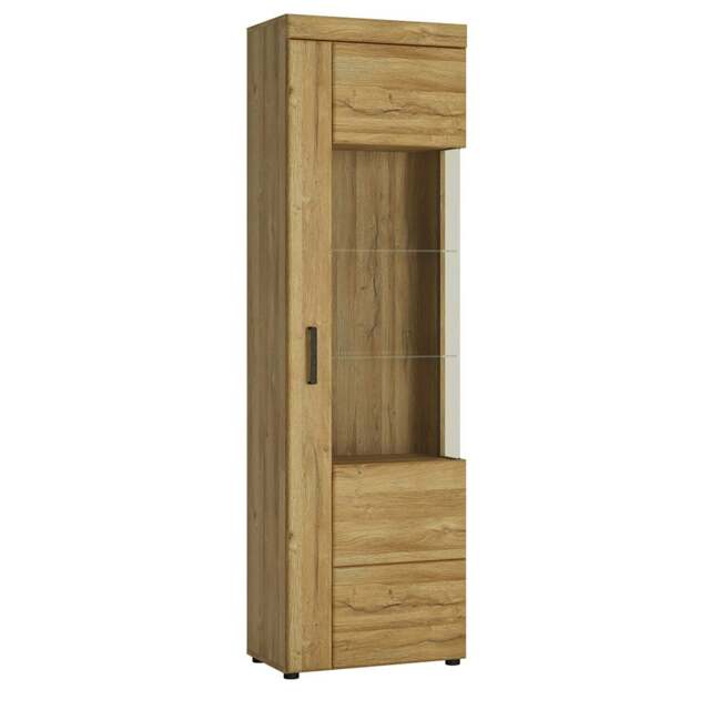 Rackhams Cortina Tall glazed display cabinet (RH) in Grandson Oak - Full Assembly Required - Grandson Oak - Matt - image 1