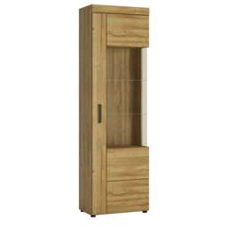 Rackhams Cortina Tall glazed display cabinet (RH) in Grandson Oak - Full Assembly Required - Grandson Oak - Matt