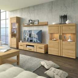 Rackhams Cortina Tall glazed display cabinet (RH) in Grandson Oak - Full Assembly Required - Grandson Oak - Matt - thumbnail 3