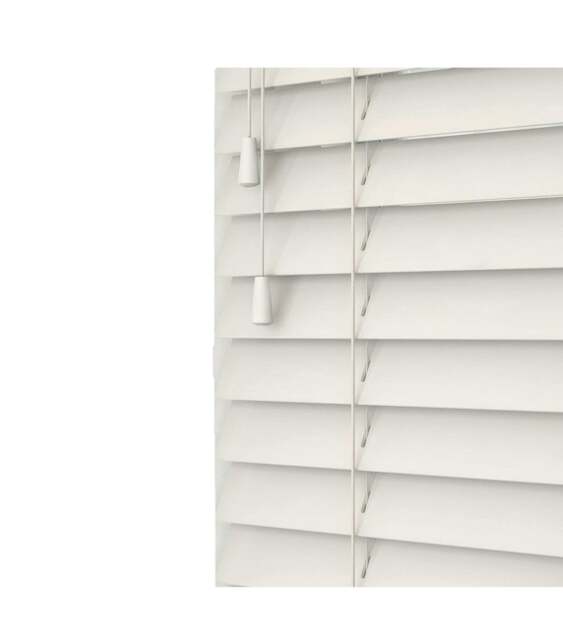 Rackhams Fog White Wooden Venetian Blinds With Strings (130cm drop) - 225cm - image 1