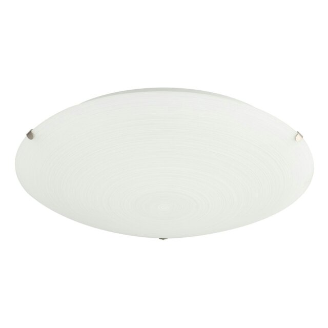 Rackhams Frosted White Flush 30cm Glass Ceiling Light Fitting with Soft Swirl Decoration - image 1