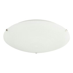 Rackhams Frosted White Flush 30cm Glass Ceiling Light Fitting with Soft Swirl Decoration