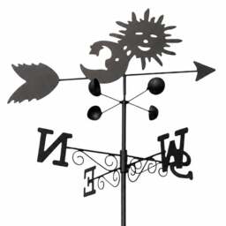 Rackhams Sun and Moon Weathervane with Wind Speed Cups, All-Steel Black Finish, Wall Mount Bracket and Ground Spike Included