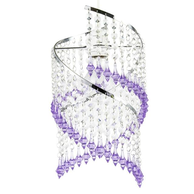 Rackhams Modern Spiral Waterfall Pendant Shade with Purple and Clear Acrylic - image 1