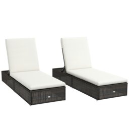 Rackhams Rattan Sun Lounger, Recliner Chair, Adjustable Back, Brown - 195cmx 68cmx31cm - Brown - 1 - thumbnail 3