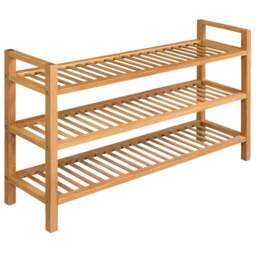 Rackhams Shoe Rack with 3 Shelves 100x27x60 cm Solid Oak Wood - thumbnail 1