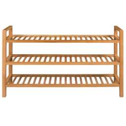 Rackhams Shoe Rack with 3 Shelves 100x27x60 cm Solid Oak Wood - thumbnail 2