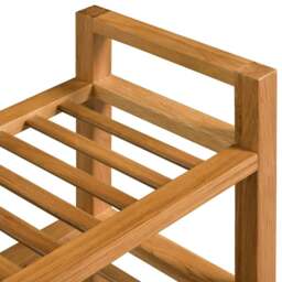 Rackhams Shoe Rack with 3 Shelves 100x27x60 cm Solid Oak Wood - thumbnail 4