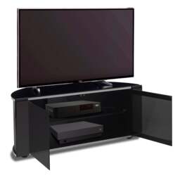 "Rackhams Sirius 850 Remote Friendly BeamThru Glass Door Gloss Black with Silver Trims Cabinet up to 40"" LCD/Plasma/LED TV Stand" - thumbnail 4